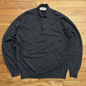 Vintage Castle Ireland Lambs Wool Knit Collared Polo Sweater Large